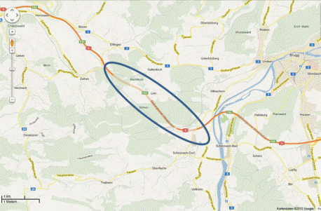 Figur 61-1: Lage des Bözberg-Autobahntunnels