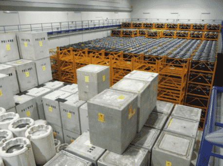 Déchets faiblement et moyennement radioactifs dans l'entrepôt fédéral de stockage intermédiaire (BZL) à Würenlingen. (Photo : PSI)